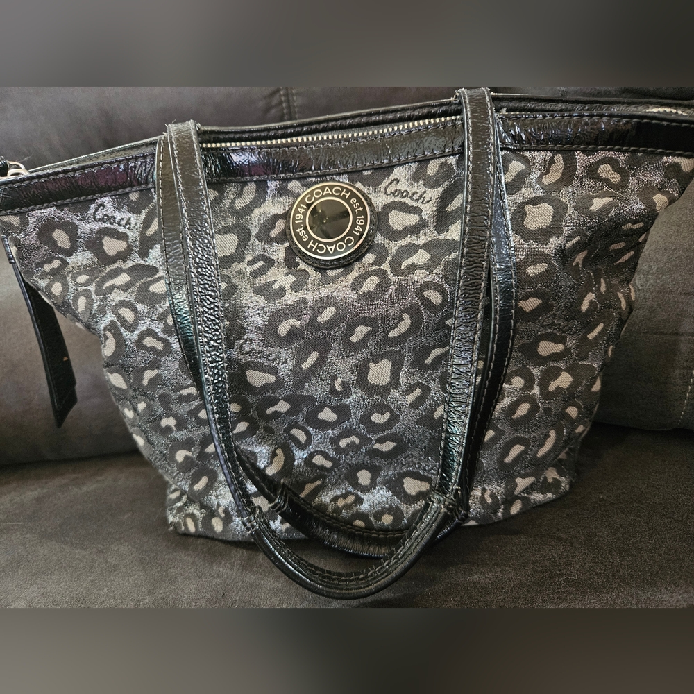 VINTAGE COACH audrey ocelot Metallic sparkly Bling Cheetah Print Shoulder Purse